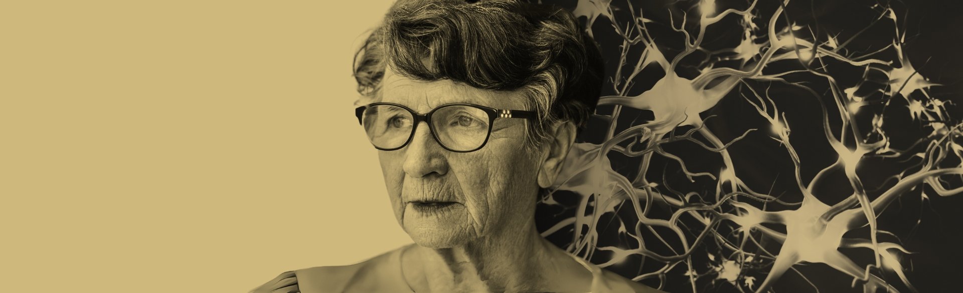 Photo of older woman with dendrites looming behind her head